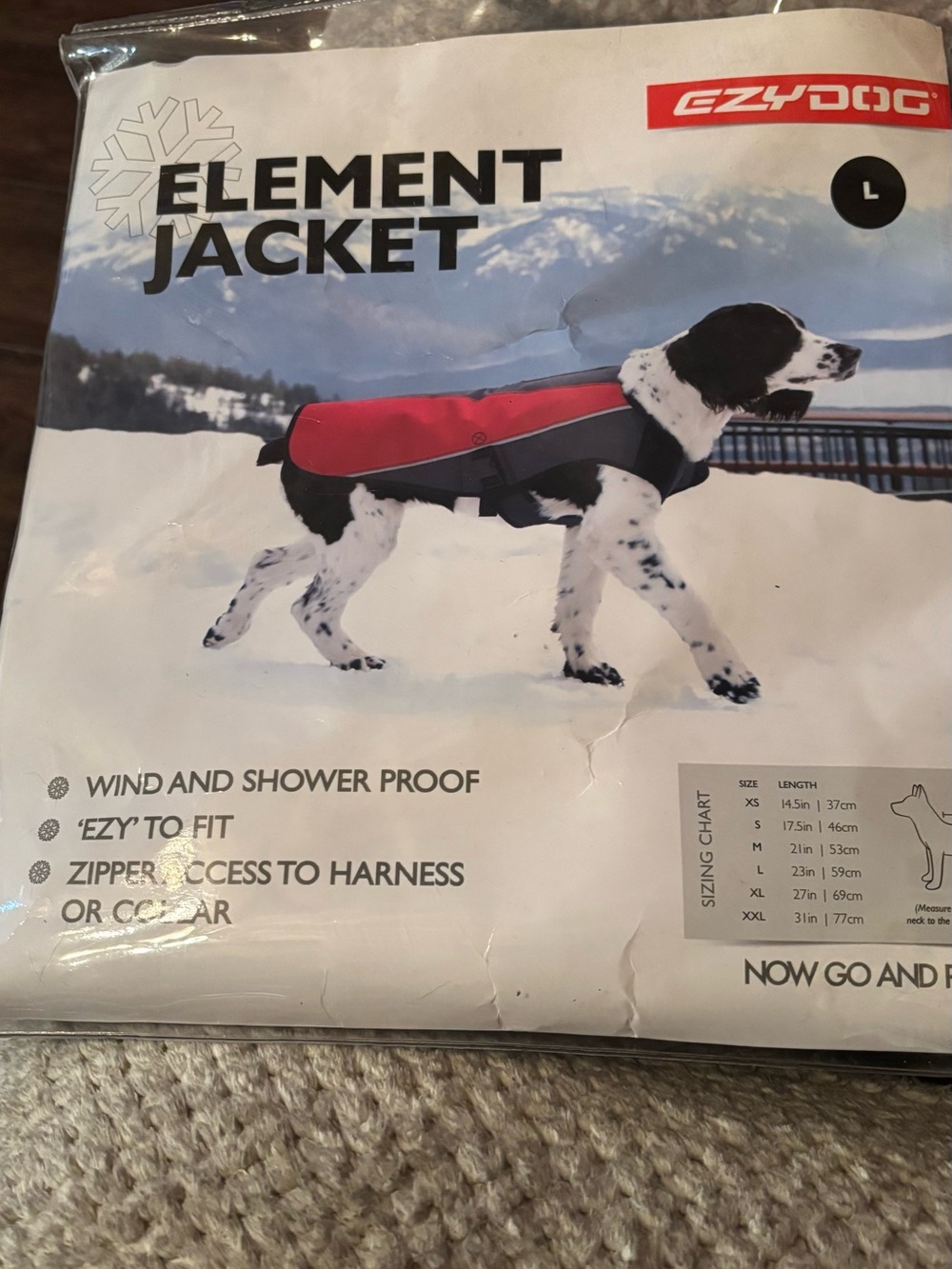 EzyDog Element Jacket - Red and Gray Dog Coat (L)